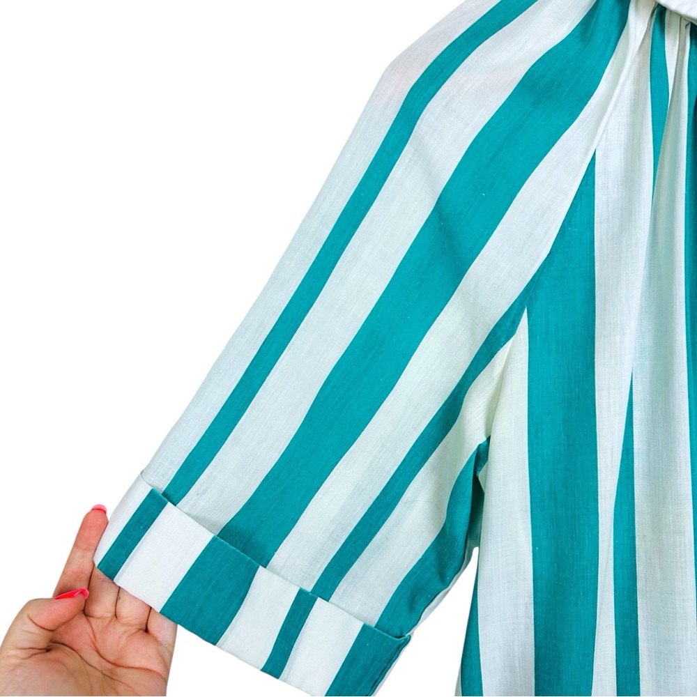 Models Coat 60s Striped Clown Snap Up Funky Retro Nightgown Mumu Sleep Dress XXL - Picture 3 of 11